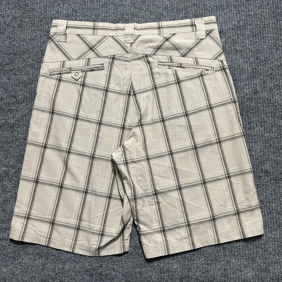 Burnside Mens Bermuda Shorts Size 34 Beige Plaid High Rise Outdoor Casual - Picture 7 of 8